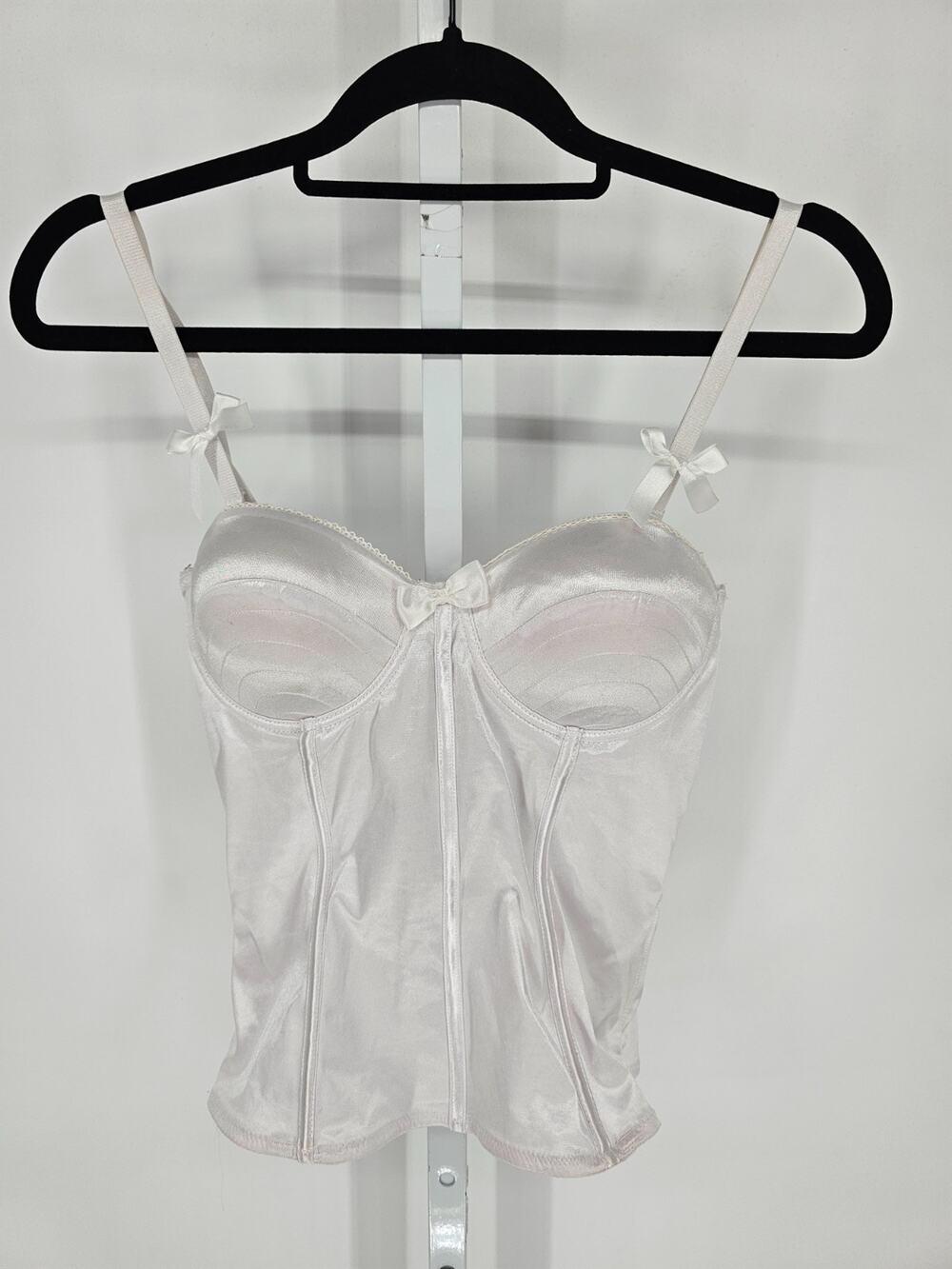 Vintage Monster High Womens Sz 34B Corset Top White Satin Lightly Padded 2000s